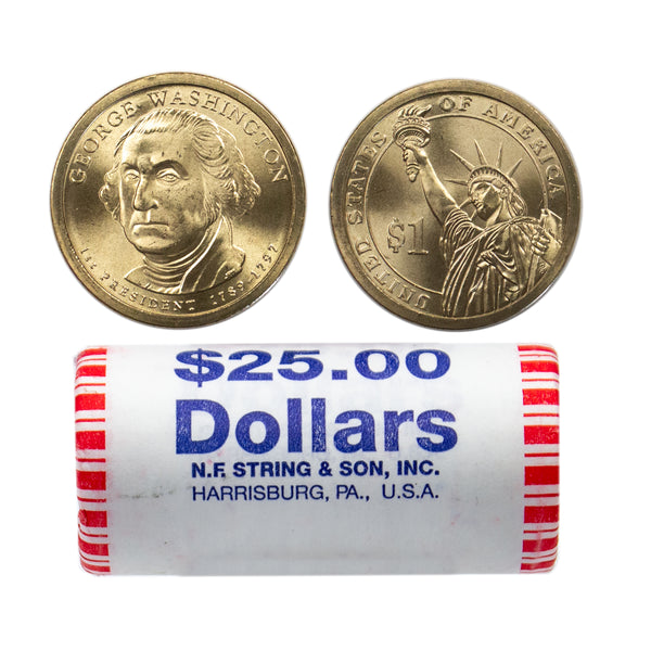 2007 George Washington Presidential Dollar Bank Roll Sealed BU Clad 25 US Coin