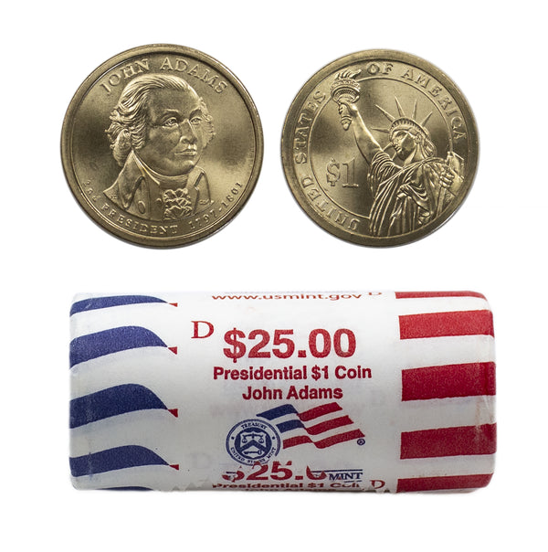 2007 -P John Adams Presidential Dollar Mint Roll BU 25 US Coin