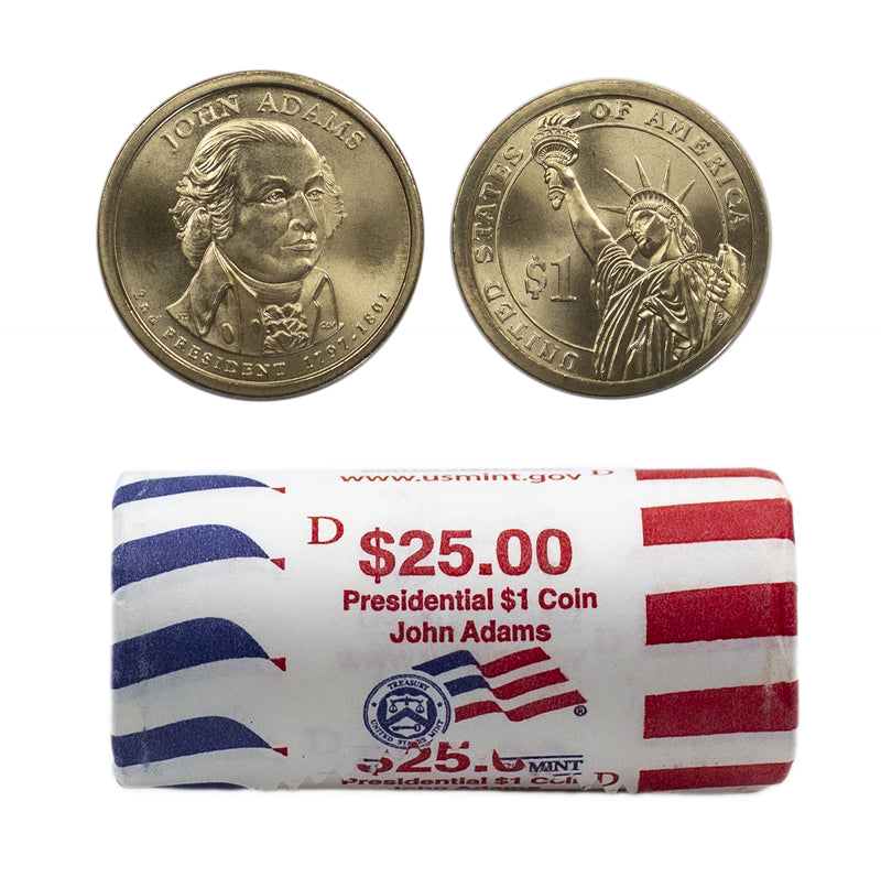 2007 -P John Adams Presidential Dollar Mint Roll BU 25 US Coin