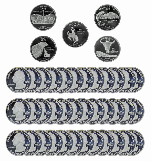 2007 S State Quarter Proof Roll Gem Deep Cameo 90% Silver (40 Coins)