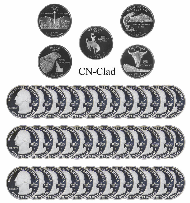 2007 S State Quarter Gem Deep Cameo Proof Roll CN-Clad (40 Coins)