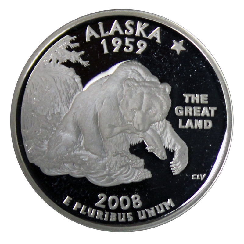 2008 S State Quarter Alaska Gem Deep Cameo Proof 90% Silver
