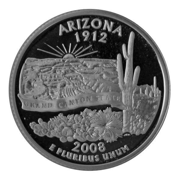 2008 S State Quarter Arizona Gem Deep Cameo Proof 90% Silver