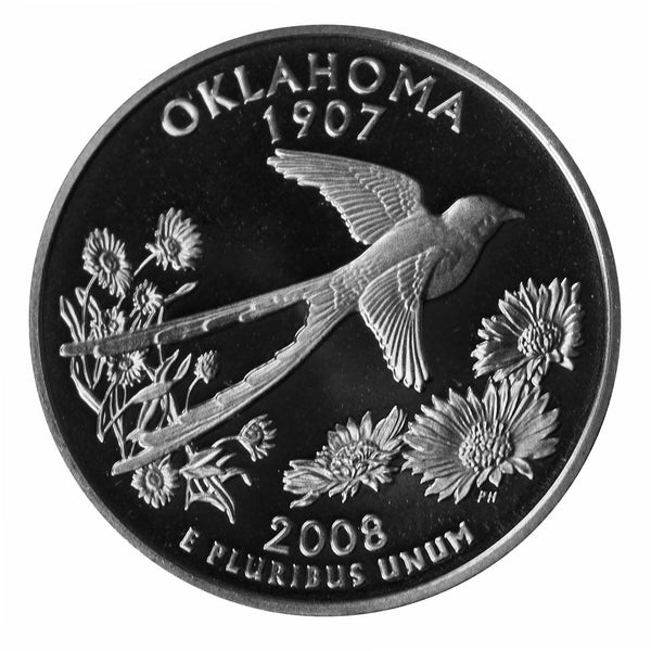 2008 S State Quarter Oklahoma Gem Deep Cameo Proof 90% Silver