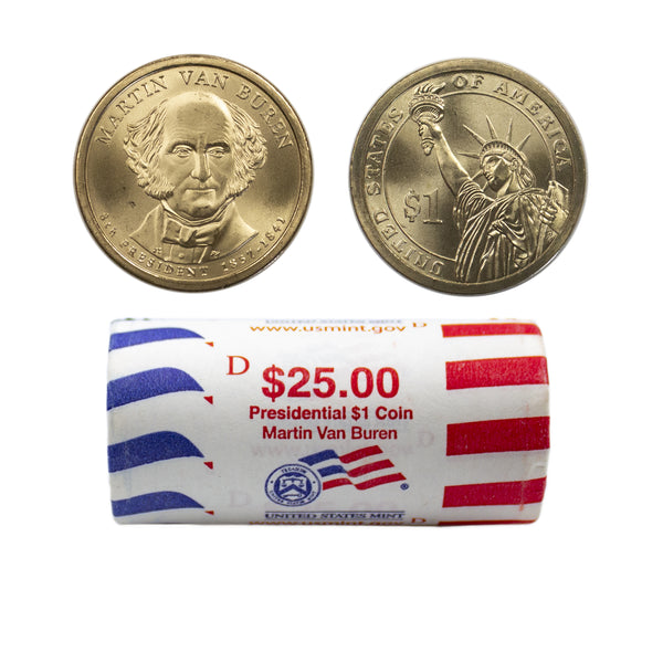 2008 -D Martin Van Buren Presidential Dollar Mint Roll BU 25 US Coin