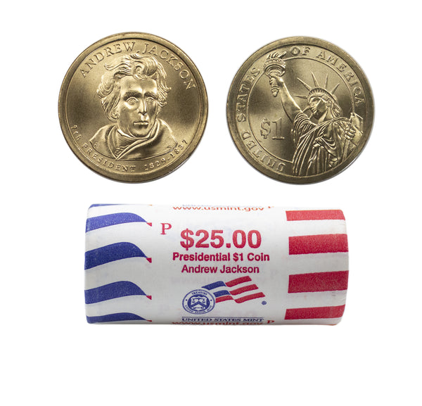 2008 -P Andrew Jackson Presidential Dollar Mint Roll BU 25 US Coin