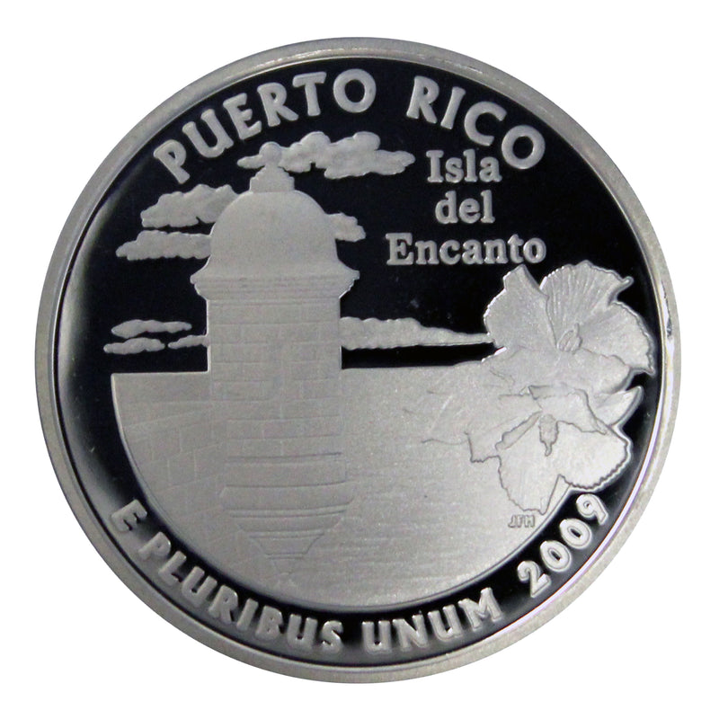 2009 S Territories Quarter Puerto Rico Gem Deep Cameo Proof 90% Silver US Coin
