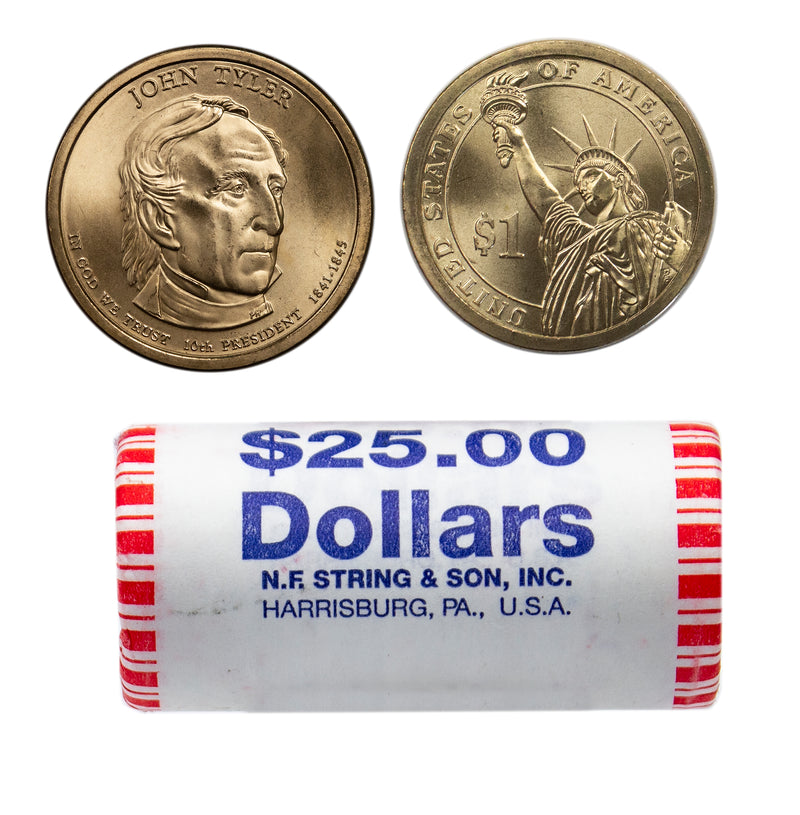 2009 John Tyler Presidential Dollar Bank Roll Sealed BU Clad 25 US Coin