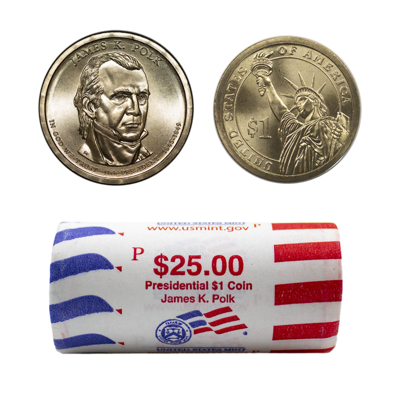 2009 -P James Polk Presidential Dollar Mint Roll BU 25 US Coin