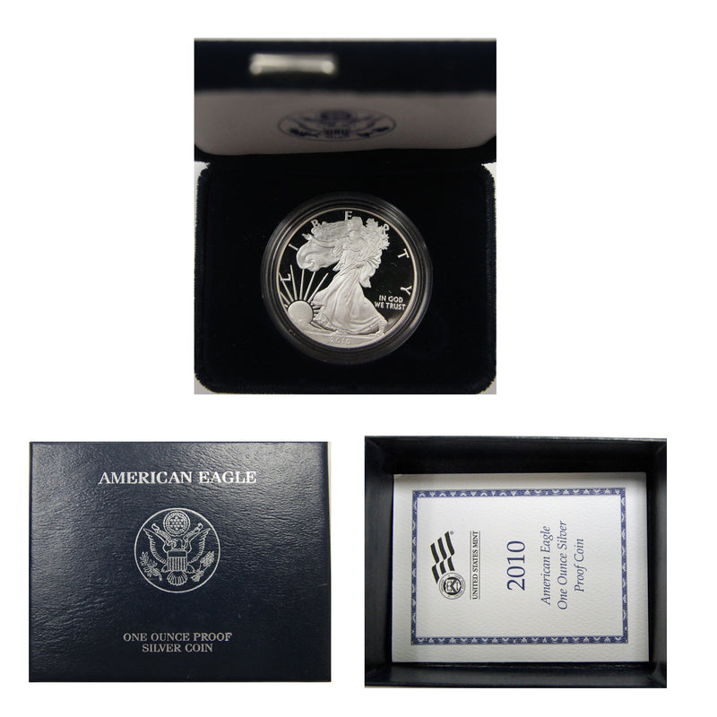 2010 W American Eagle Silver Proof 1 oz dollar - w/box & Coa