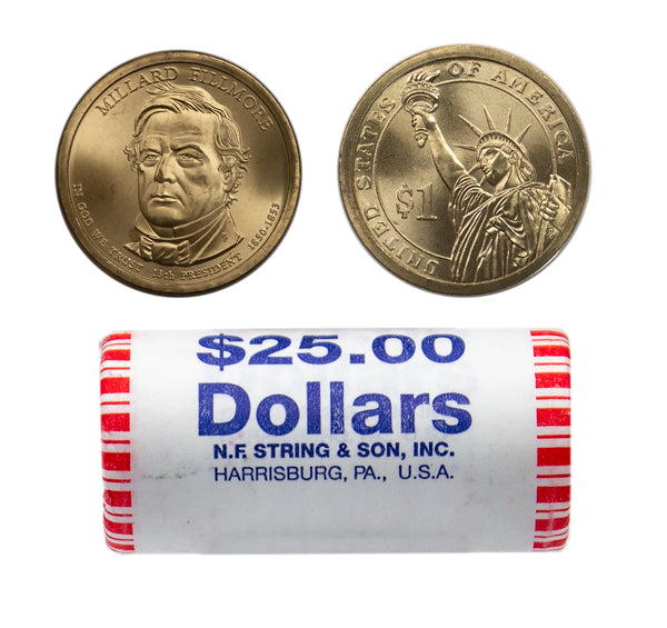 2010 Millard Fillmore Presidential Dollar Bank Roll Sealed BU Clad 25 US Coin