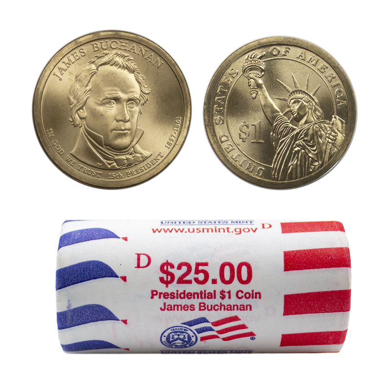 2010 -D James Buchanan Presidential Dollar Mint Roll BU 25 US Coin