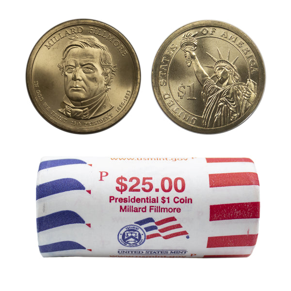 2010 -P Millard Fillmore Presidential Dollar Mint Roll BU 25 US Coin