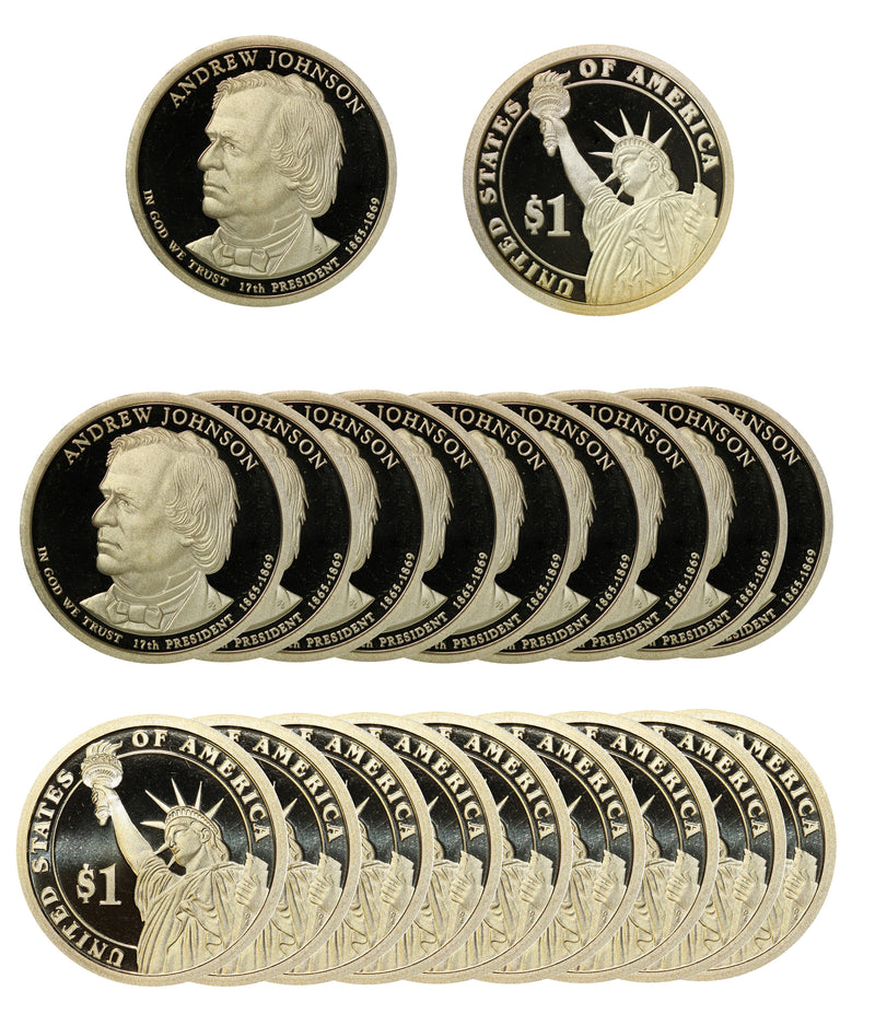 2011 S Andrew Johnson Presidential Dollar Proof Roll (20 Coins)