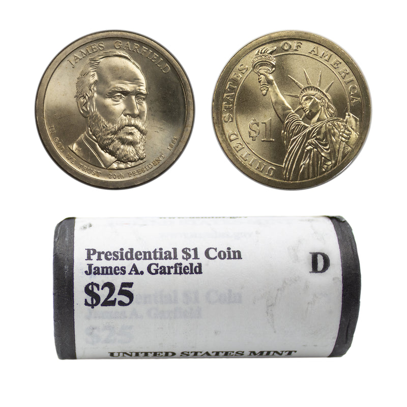 2011 -D James Garfield Presidential Dollar Mint Roll BU 25 US Coin