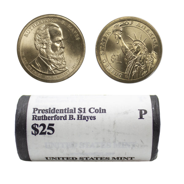 2011 -P Rutherford Hayes Presidential Dollar Mint Roll BU 25 US Coin