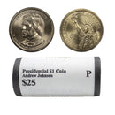 2011 -P Andrew Johnson Presidential Dollar Mint Roll BU 25 US Coin