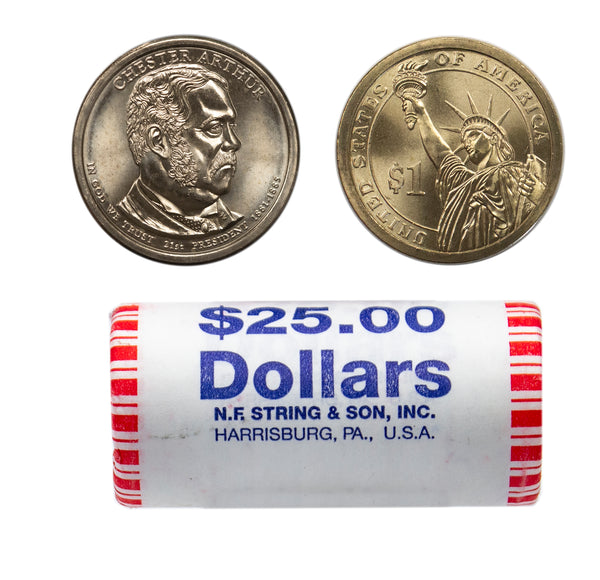 2012 Chester Arthur Presidential Dollar Bank Roll Sealed BU Clad 25 US Coin