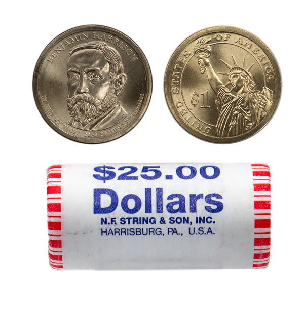 2012 Benjamin Harrison Presidential Dollar Bank Roll Sealed BU Clad 25 US Coin