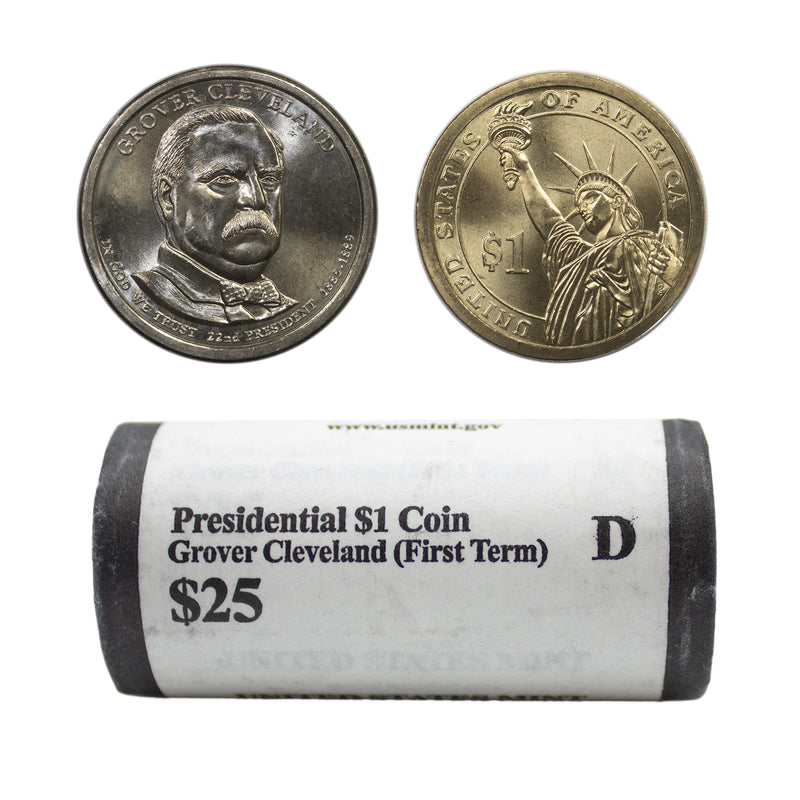 2012 -D Grover Cleveland 1st term Presidential Dollar Mint Roll BU 25 US Coin