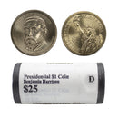 2012 -D Benjamin Harrison Presidential Dollar Mint Roll BU 25 US Coin