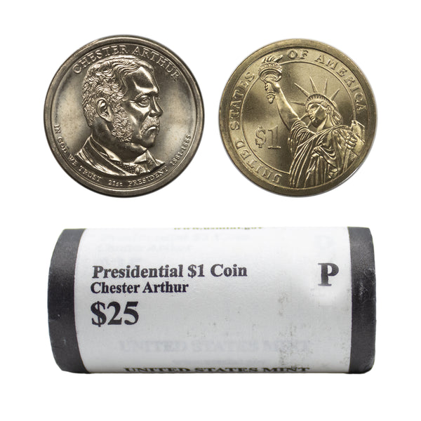 2012 -P Chester Arthur Presidential Dollar Mint Roll BU 25 US Coin