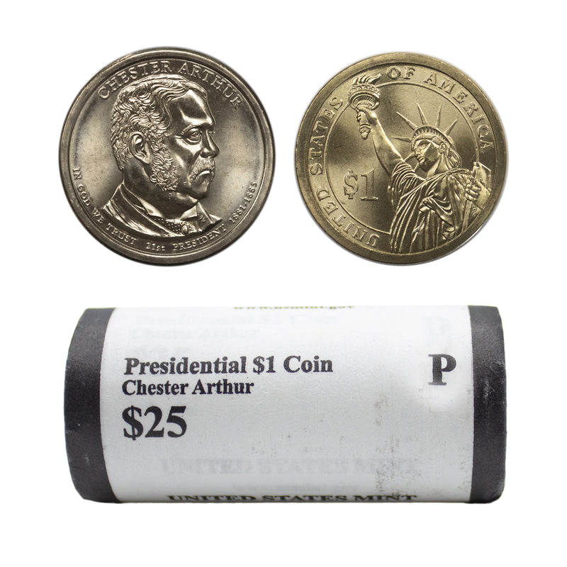 2012 -P Chester Arthur Presidential Dollar Mint Roll BU 25 US Coin