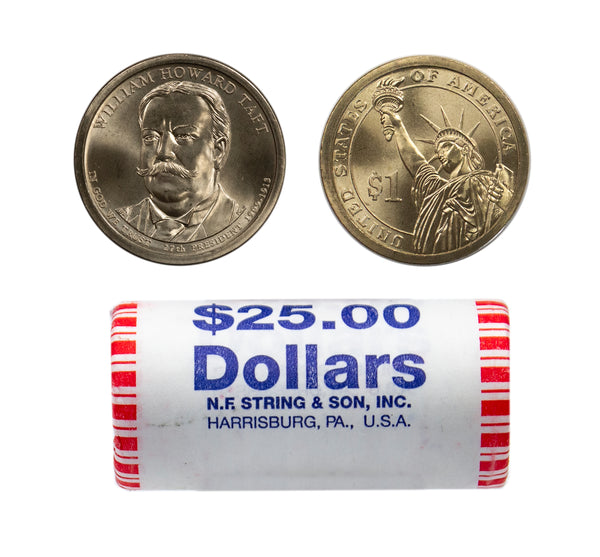 2013 William Taft Presidential Dollar Bank Roll Sealed BU Clad 25 US Coin