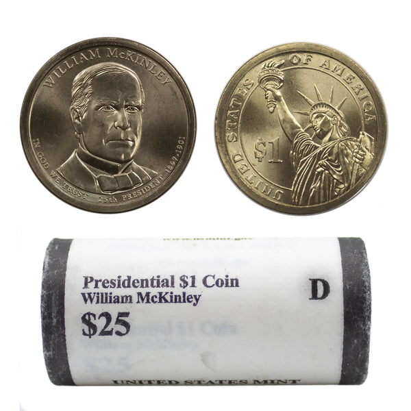 2013 -D William Mckinley Presidential Dollar Mint Roll BU 25 US Coin