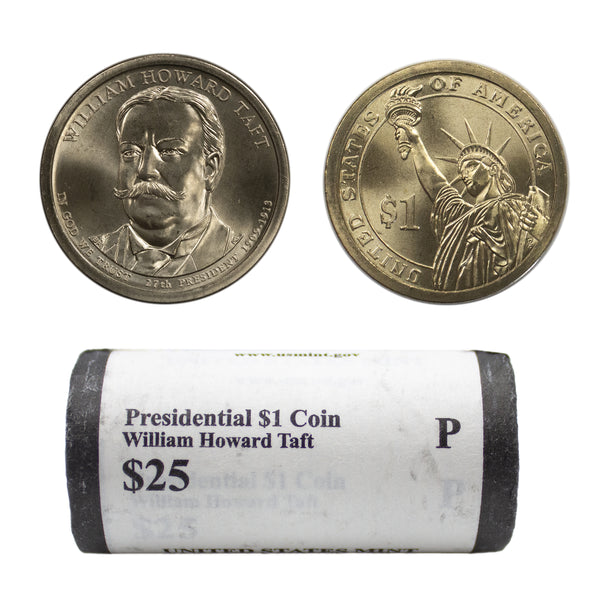 2013 -P William Taft Presidential Dollar Mint Roll BU 25 US Coin