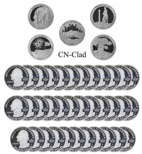 2013 S Parks Quarter ATB Gem Deep Cameo Proof Roll CN-Clad (40 Coins)