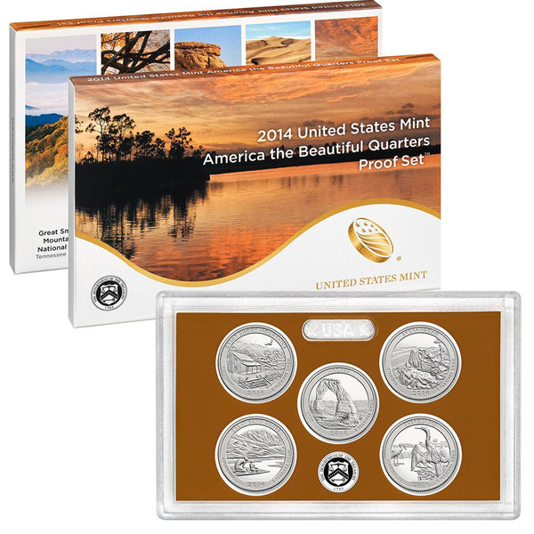 2014 America the Beautiful Quarter Proof Set CN-Clad (OGP) 5 coins