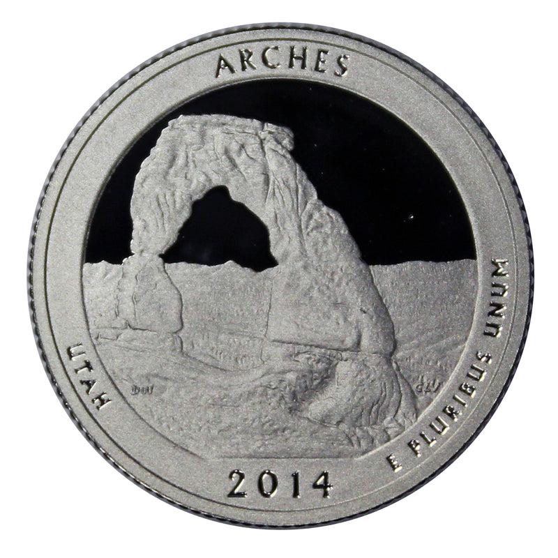 2014 S Parks ATB Quarter Arches Gem Deep Cameo Proof 90% Silver