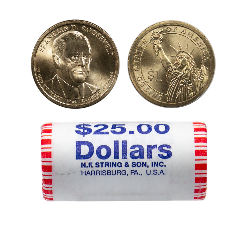 2014 Theodore Roosevelt Presidential Dollar Bank Roll Sealed BU Clad 25 US Coin