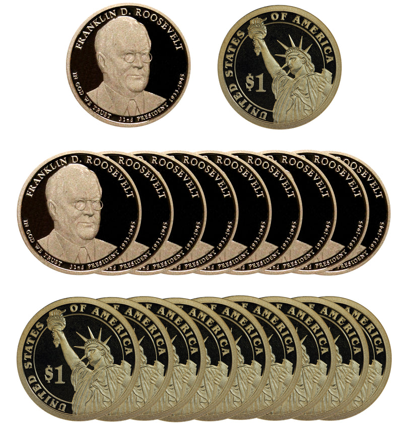2014 S Theodore Roosevelt Presidential Dollar Proof Roll (20 Coins)