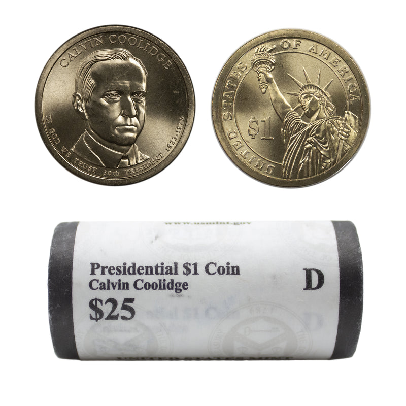 2014 -D Calvin Coolidge Presidential Dollar Mint Roll BU 25 US Coin