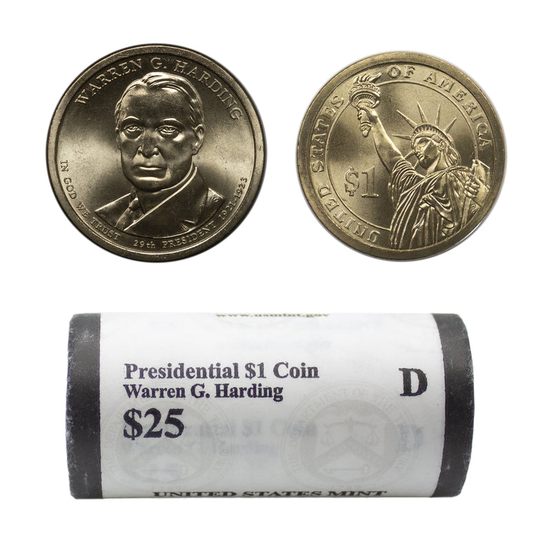 2014 -D Warren Harding Presidential Dollar Mint Roll BU 25 US Coin