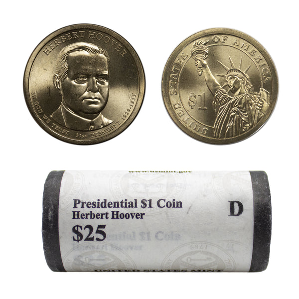 2014 -D Herbert Hoover Presidential Dollar Mint Roll BU 25 US Coin