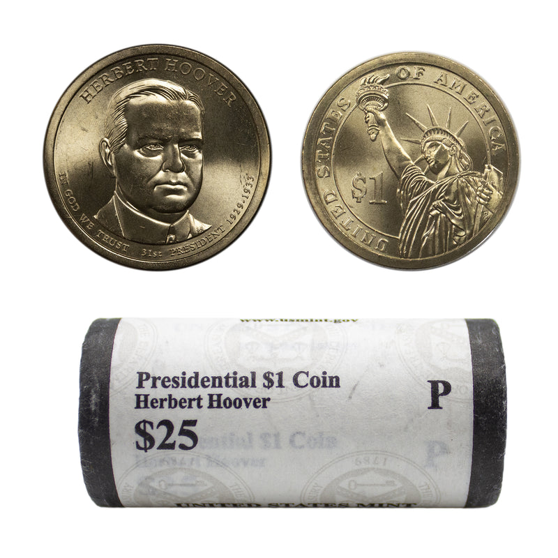 2014 -P Herbert Hoover Presidential Dollar Mint Roll BU 25 US Coin