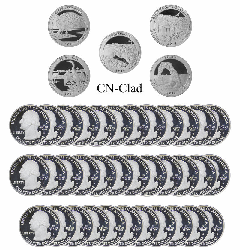 2014 S Parks Quarter ATB Gem Deep Cameo Proof Roll CN-Clad (40 Coins)