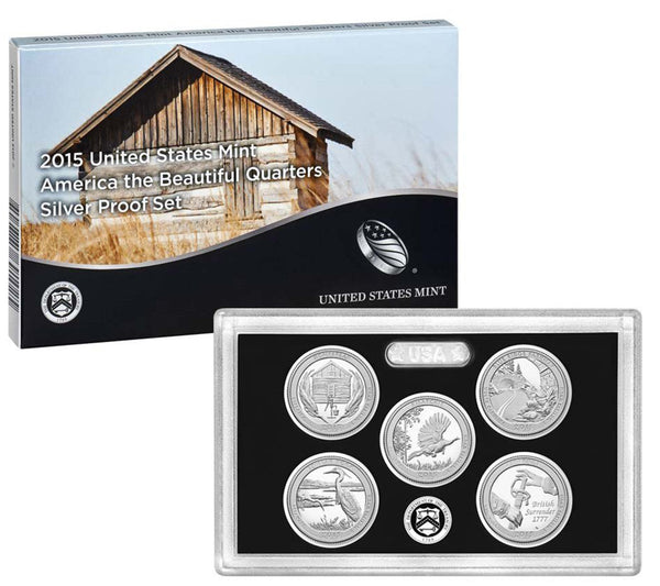 2015 America the Beautiful Quarter Proof Set 90% Silver (OGP) 5 coins