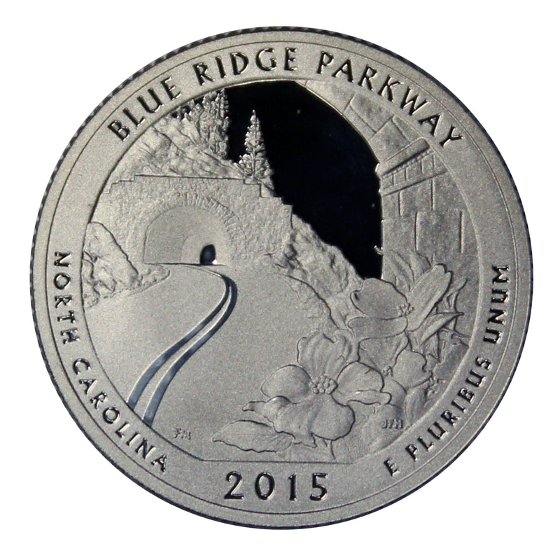 2015 S Parks ATB Quarter Blue Ridge Parkway Gem Deep Cameo Proof 90% Silver