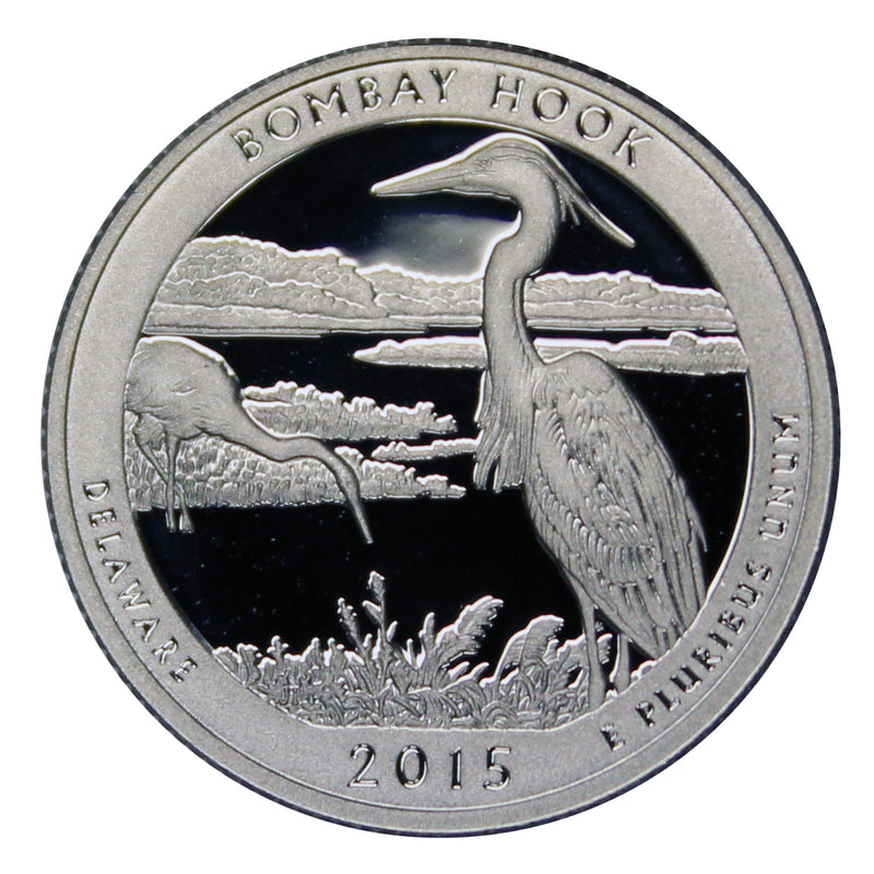 2015 S Parks ATB Quarter Bombay Hook Gem Deep Cameo Proof 90% Silver