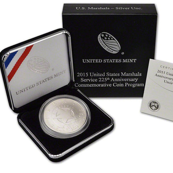 2015-P US Marshals Uncirculated Commemorative Dollar 90% Silver OGP