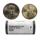 2015 -P Lyndon Johnson Presidential Dollar Mint Roll BU 25 US Coin