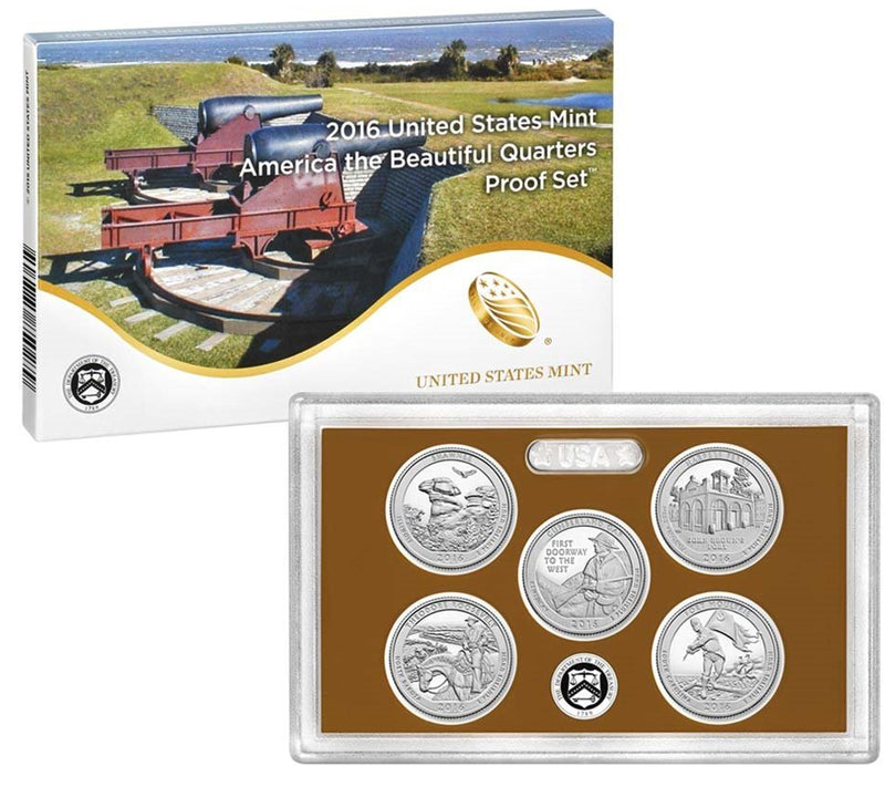 2016 America the Beautiful Quarter Proof Set CN-Clad (OGP) 5 coins