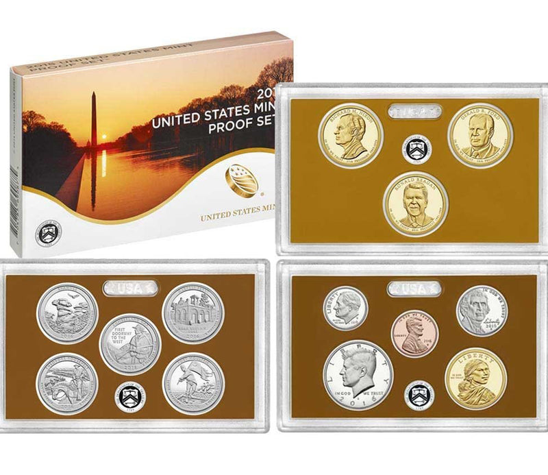2016 Proof set 10 Pack CN-Clad Kennedy, Presidential Dollar, State quarters - (OGP) 130 coins