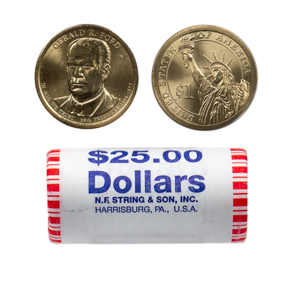 2016 Gerald Ford Presidential Dollar Bank Roll Sealed BU Clad 25 US Coin