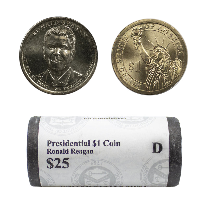 2016 -D Ronald Reagan Presidential Dollar Mint Roll BU 25 US Coin