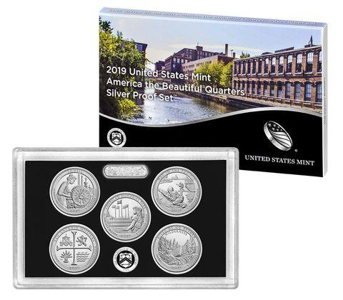2019 America the Beautiful Quarter Proof Set 90% Silver (OGP) 5 coins